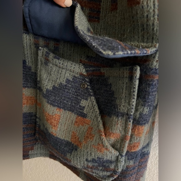 VINTAGE LL BEAN SOUTHWESTERN AZTEC NAVAJO WOOL COAT JACKET S - Picture 5 of 9